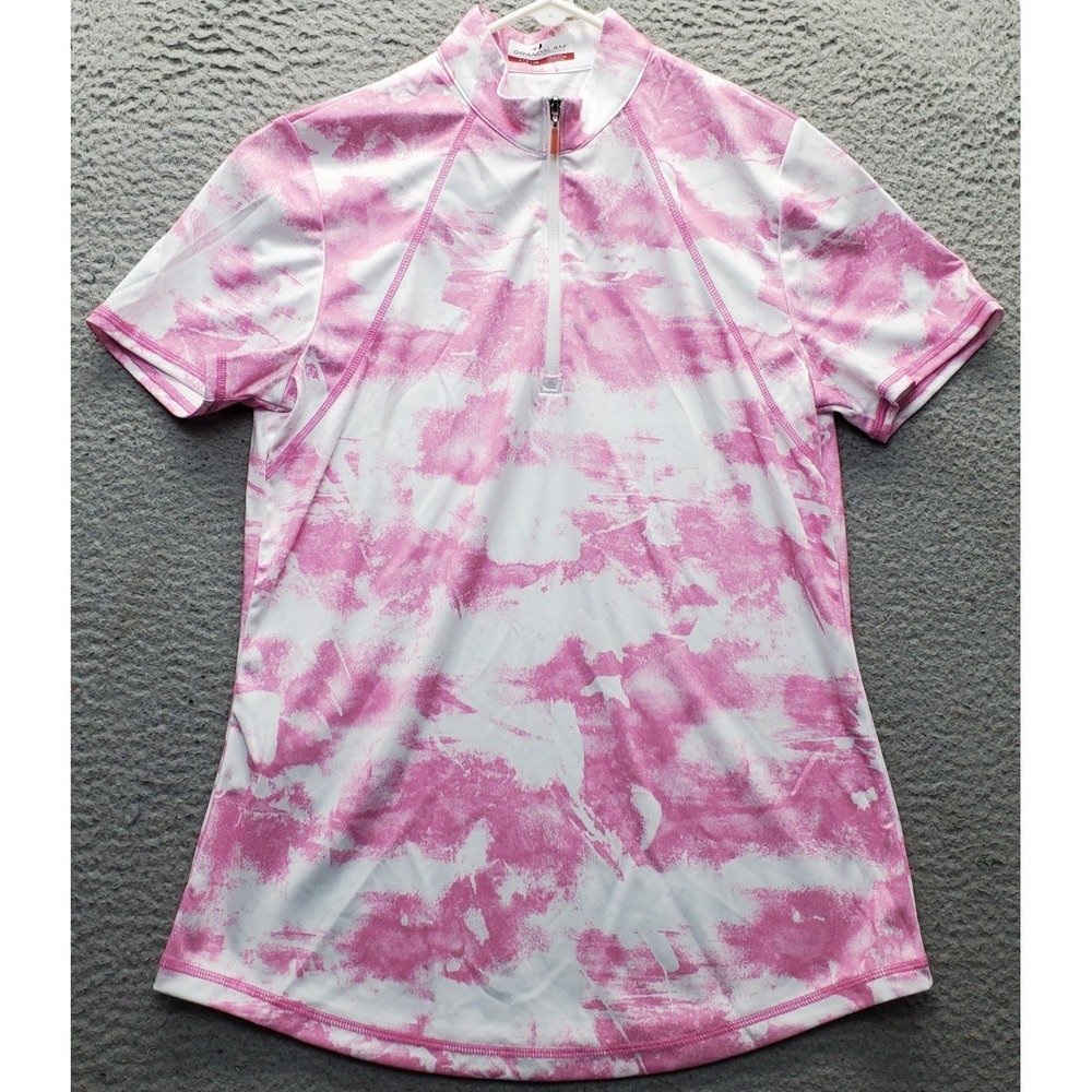Grand Slam Golf Performance Polo Shirt Womens Small Multi Tie Dye Quarter Zip
